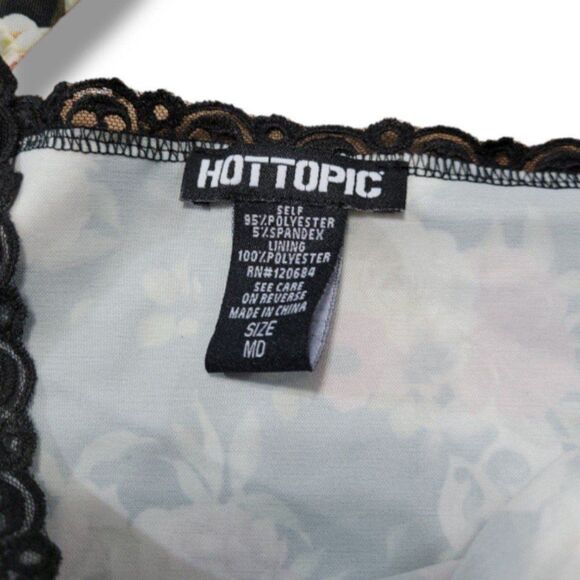 Hot Topic Top Size Medium Neck Crop Cami Camisole Tank Top Skulls Roses New NWOT - Picture 6 of 6